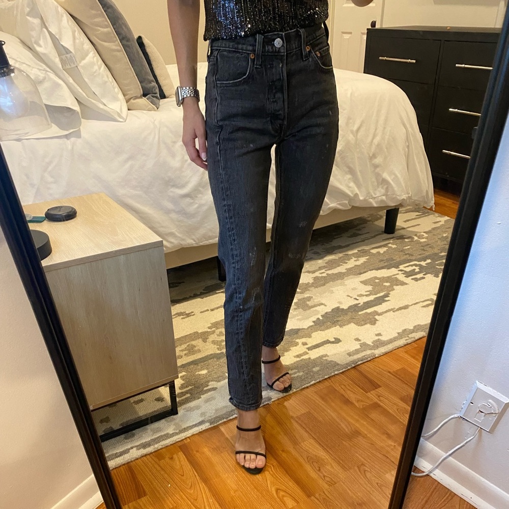 Levi’s black distress jeans. High waist size 24